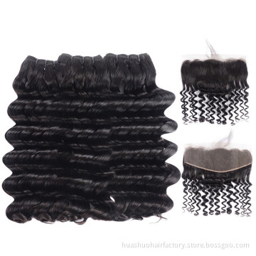 100 Percent Grade 12A Machine Weft Loose Wave Double Drawn Mink Virgin Cuticle Aligned Hair